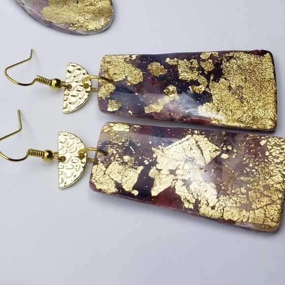 Resin dipped earrings - Picture 4 of 5